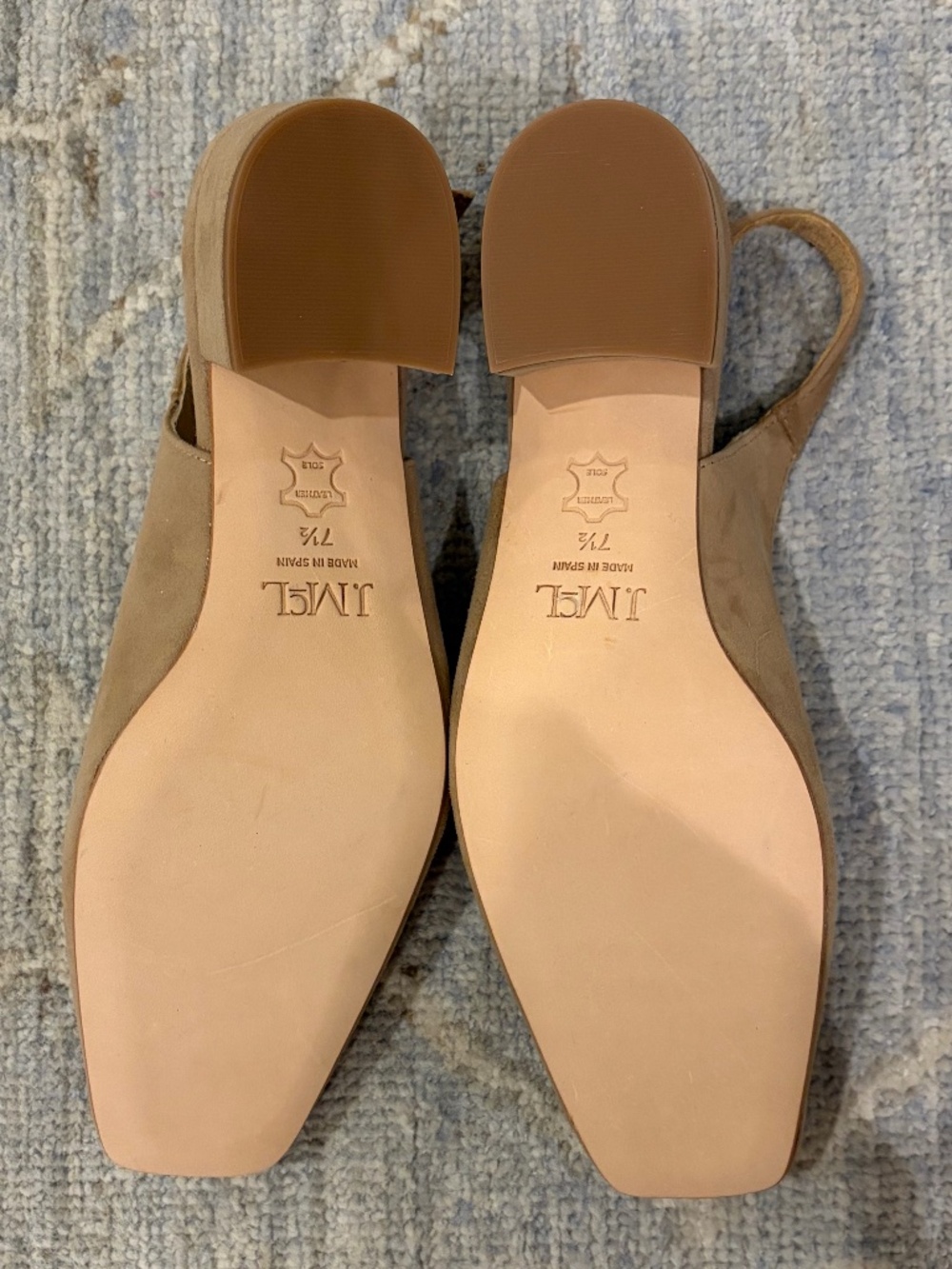 J.McLaughlin Sofia Camel Suede Slingback Heels - Square Toe - Size 7.5 - Picture 3 of 4
